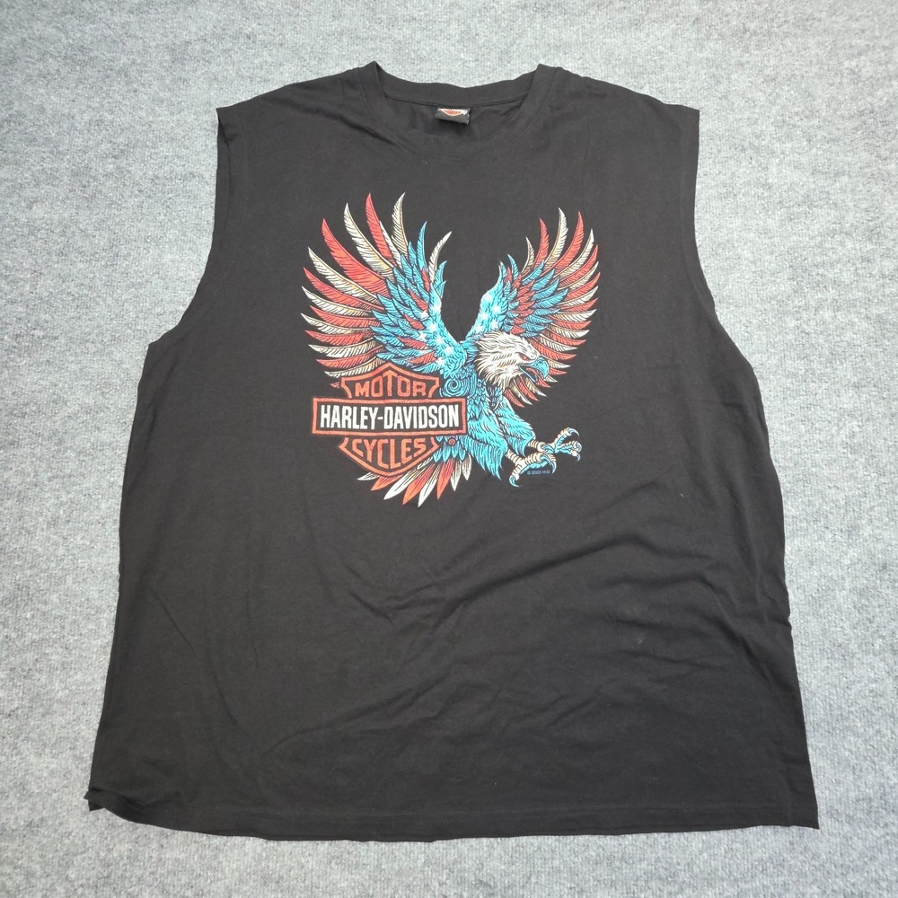 Harley Davidson Tank Top Shirt Mens 4XL Black Huntington Beach California Eagle